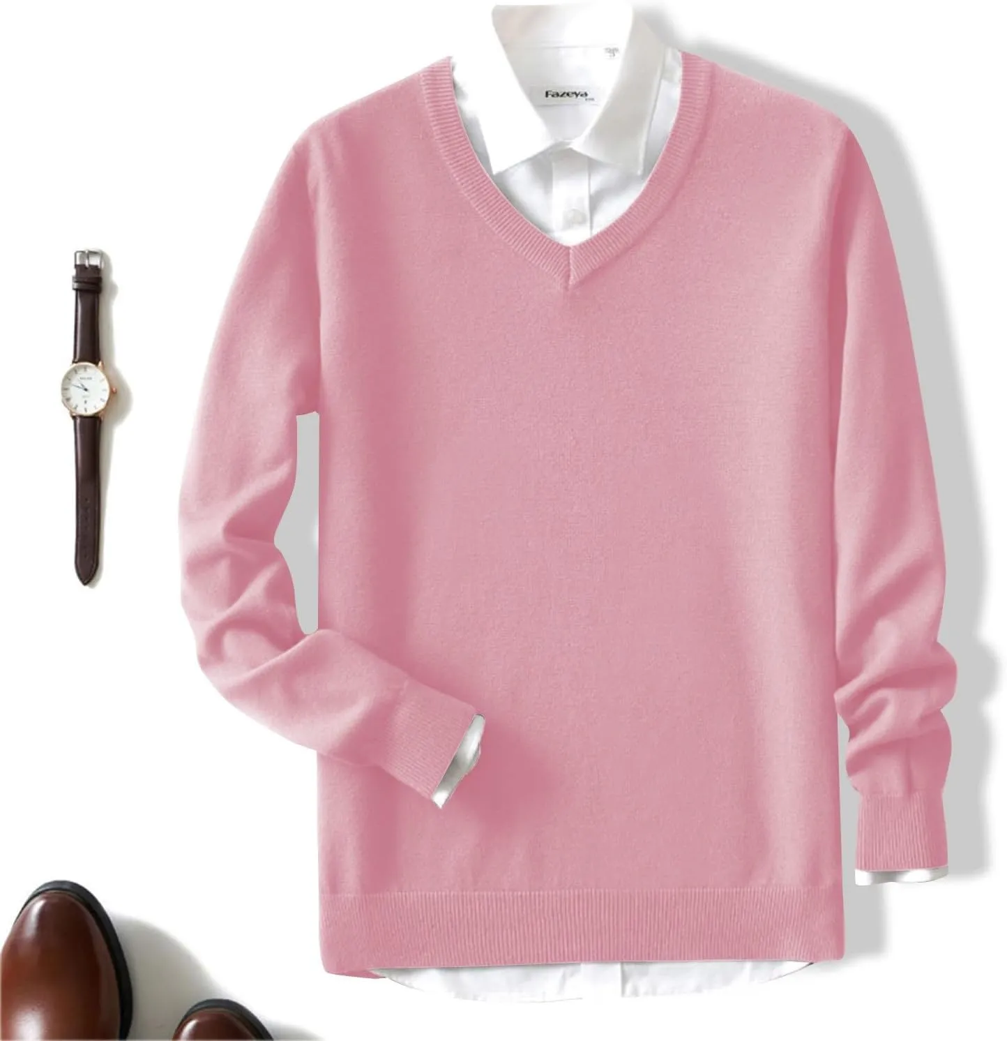 Winter Knitted Sweater for Men Casual Slim Fit Lightweight Thermal Pullovers Tops V Neck Long Sleeve Bottoming Jumper