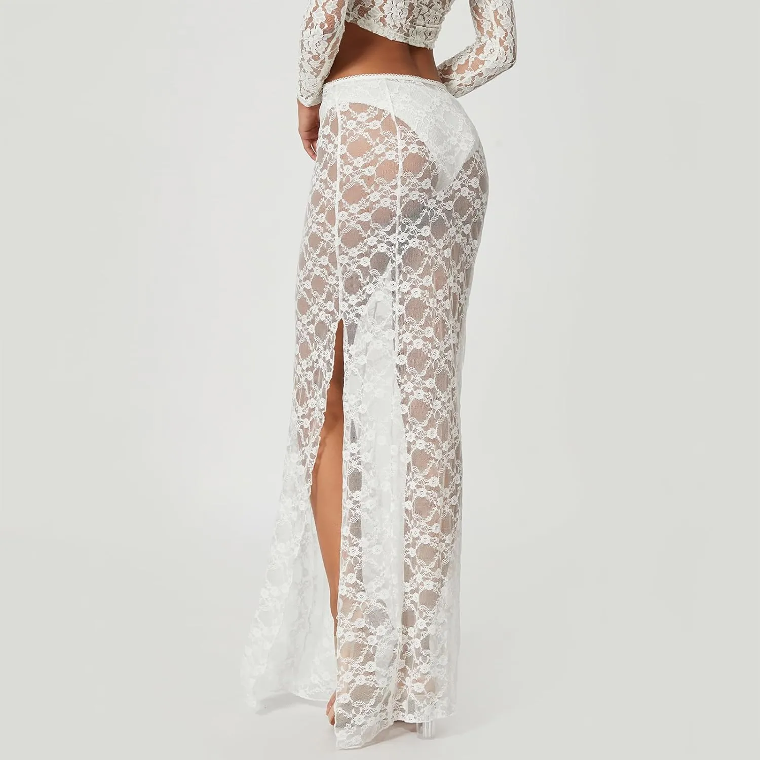 Women Boho Maxi Skirt High Low Side Split Summer Beach Wrap Skirts Casual Ruffle Hem Swing Long Skirts