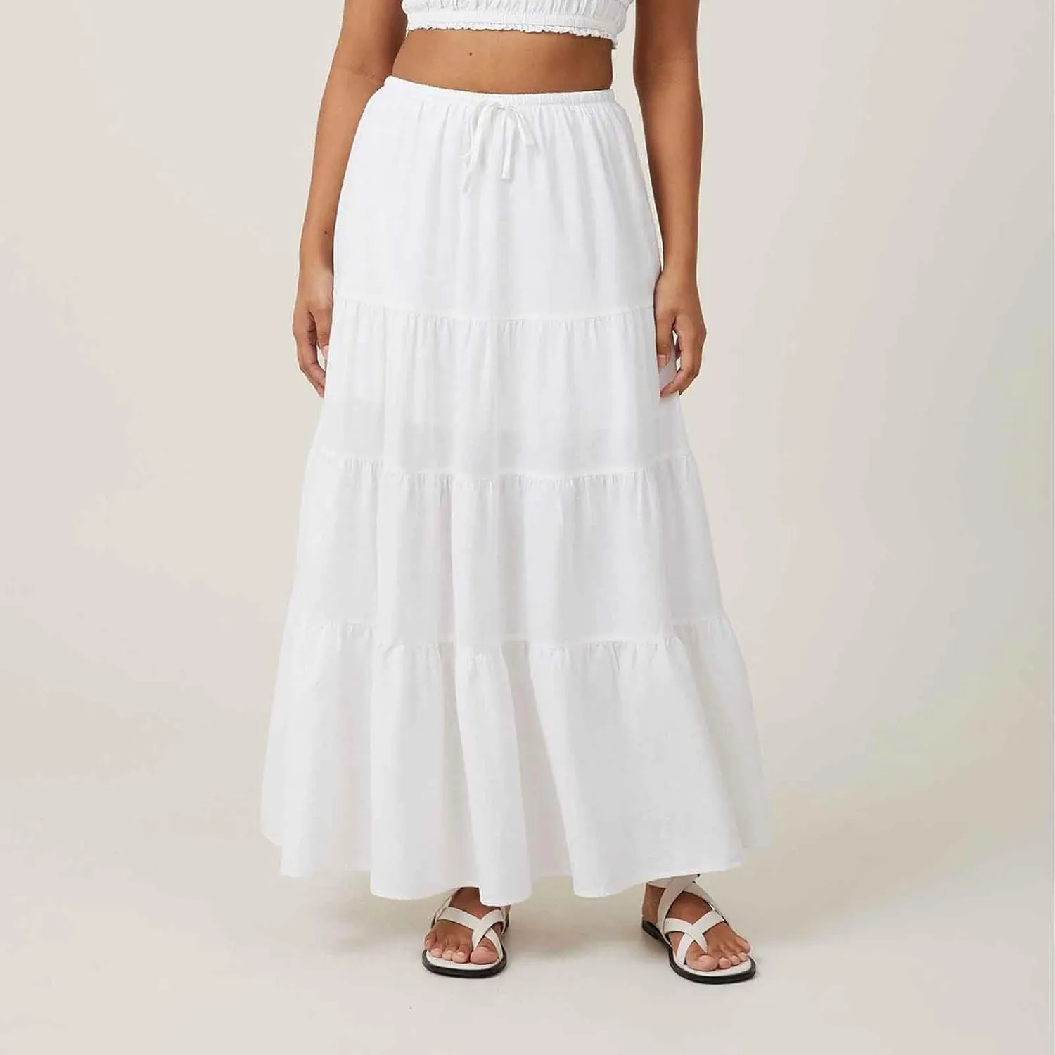 Women Boho Skirts Flowy Ruffle Skirts Long A Line Beach Skirt Vacation Maxi Skirts Casual Summer Outfit Pleated Skirt