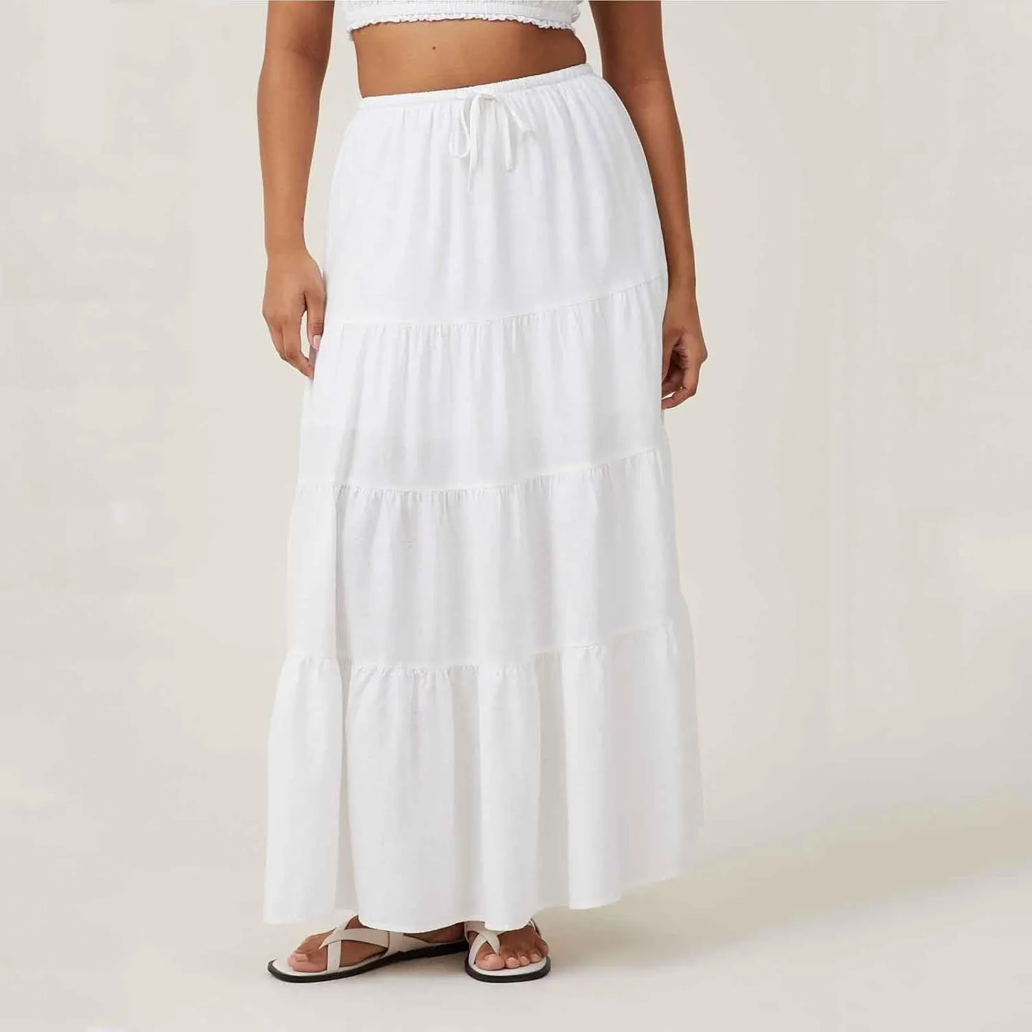 Women Boho Skirts Flowy Ruffle Skirts Long A Line Beach Skirt Vacation Maxi Skirts Casual Summer Outfit Pleated Skirt
