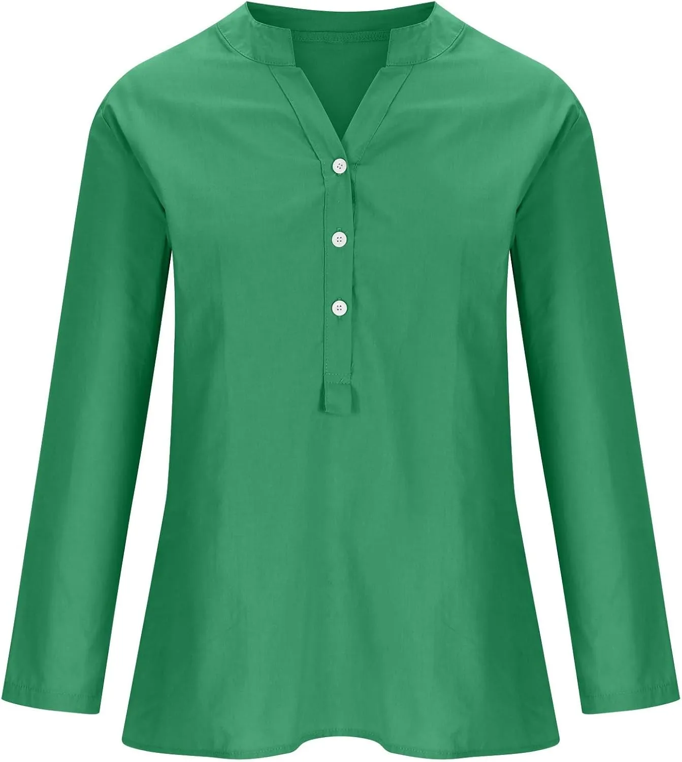 Women Button Up Shirts V Neck Long Sleeve Cotton Linen Summer Casual Fashion Blouse Tops Loose Tshirts