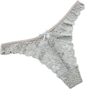 Women Cotton Lace Brief Underwear Breathable No Show T-Back Low Rise Soft Stretch Briefs Panty