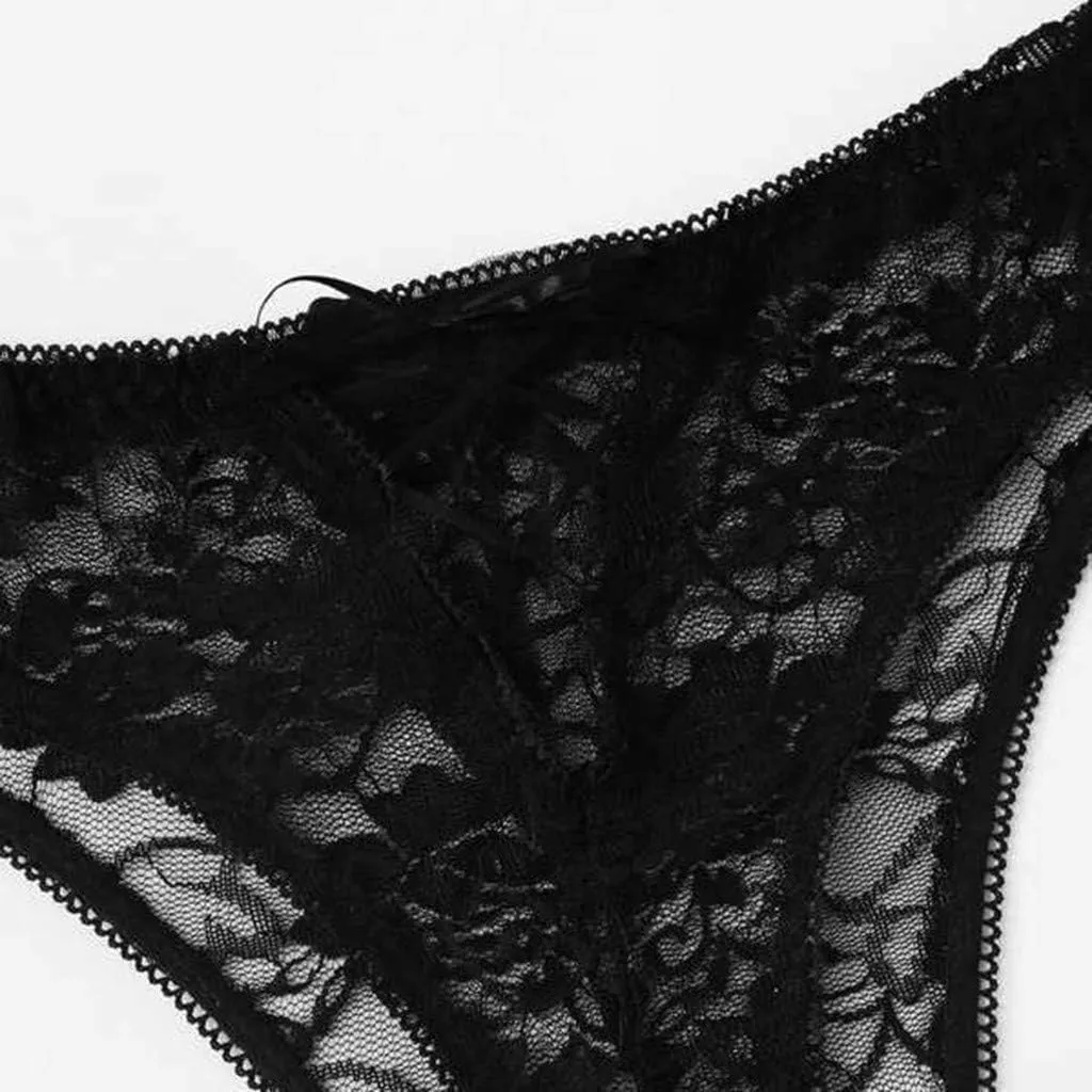 Women Cotton Lace Brief Underwear Breathable No Show T-Back Low Rise Soft Stretch Briefs Panty