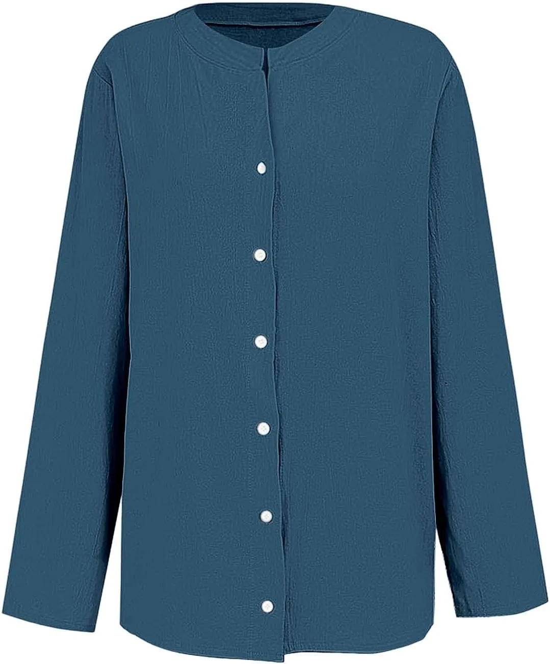Women Linen Shirts V-Neck Button Up Blouse Bohemian Embroidery Trendy Tshirts Long Sleeve Loose T-Shirt