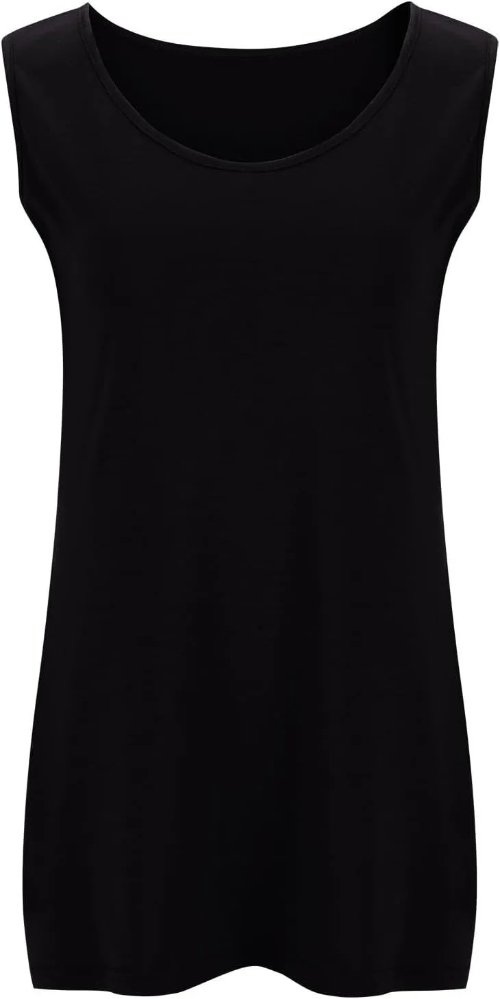 Women Plus Size Tank Tops 2025 Summer Sleeveless Top Crew Neck Casual Blouse Solid Color Oversized Shirts