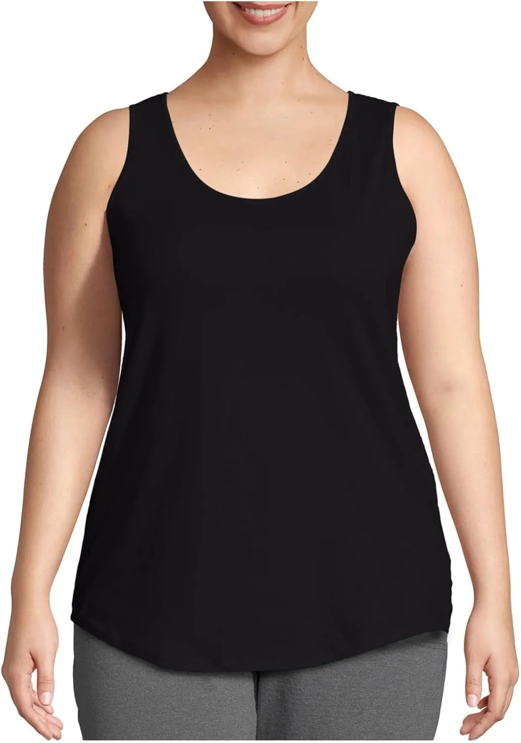 Women Plus Size Tank Tops 2025 Summer Sleeveless Top Crew Neck Casual Blouse Solid Color Oversized Shirts