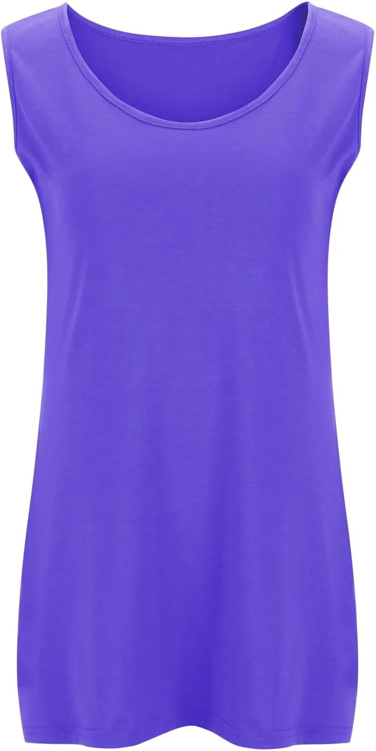 Women Plus Size Tank Tops 2025 Summer Sleeveless Top Crew Neck Casual Blouse Solid Color Oversized Shirts