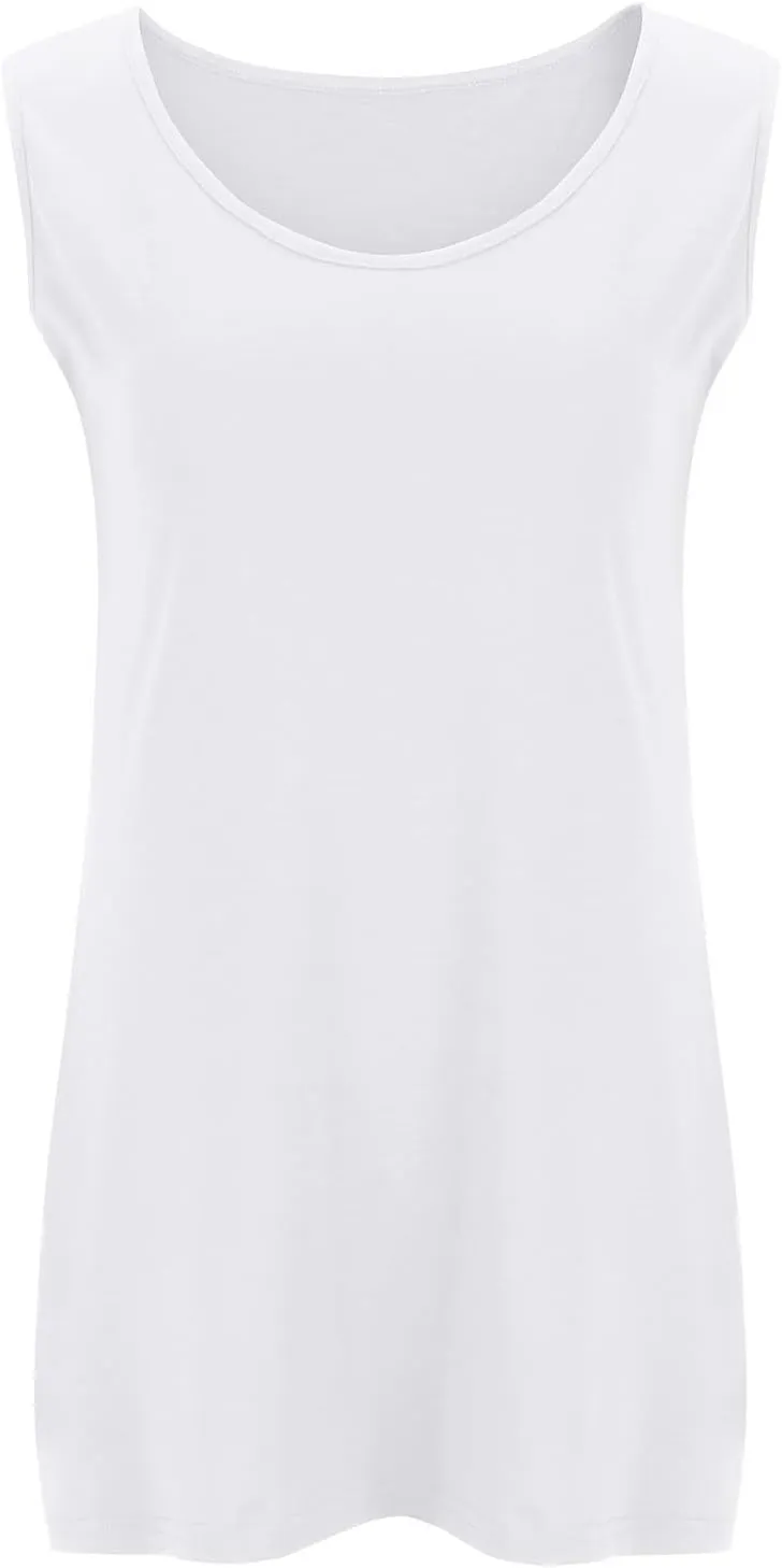 Women Plus Size Tank Tops 2025 Summer Sleeveless Top Crew Neck Casual Blouse Solid Color Oversized Shirts