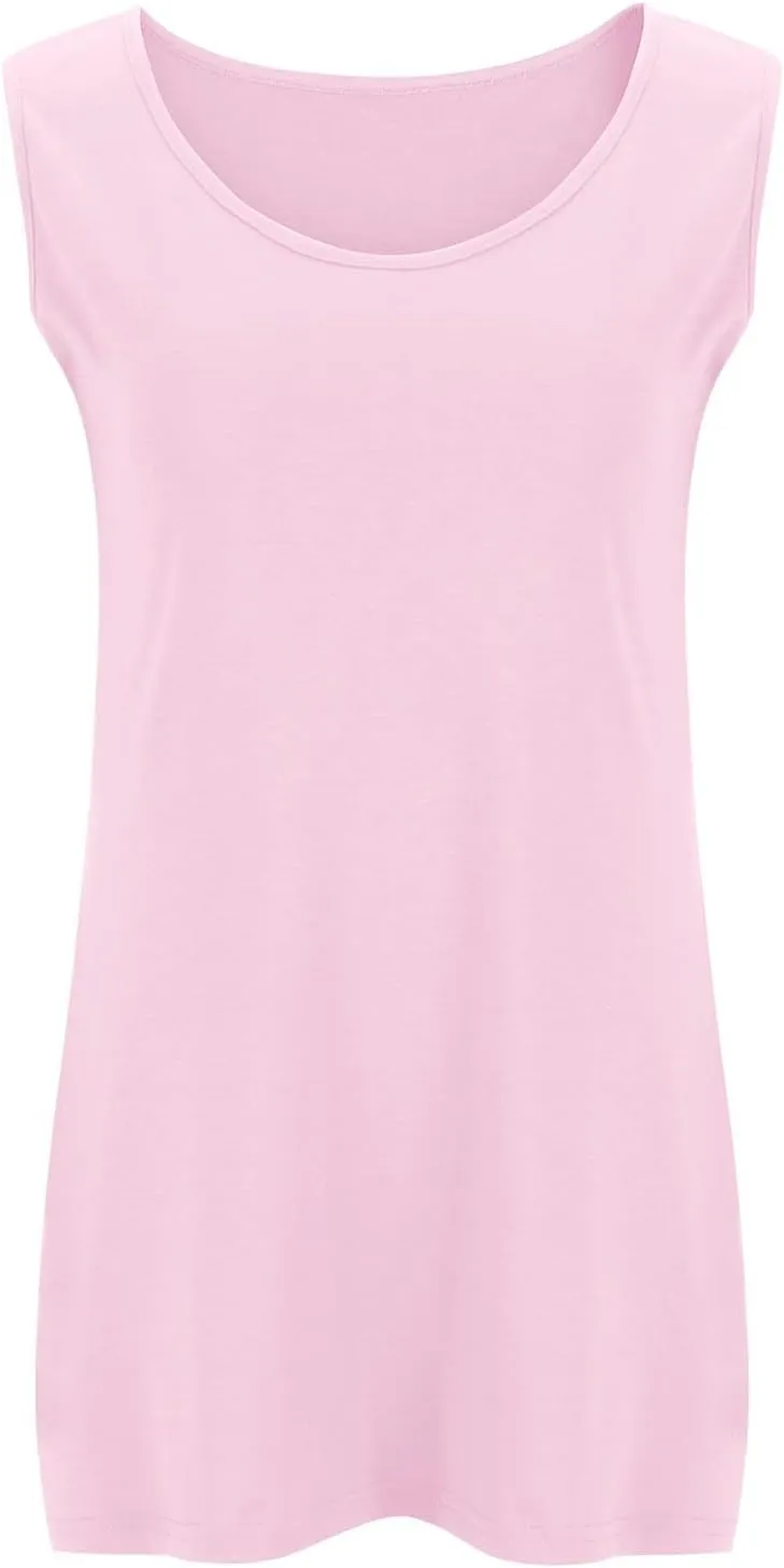 Women Plus Size Tank Tops 2025 Summer Sleeveless Top Crew Neck Casual Blouse Solid Color Oversized Shirts
