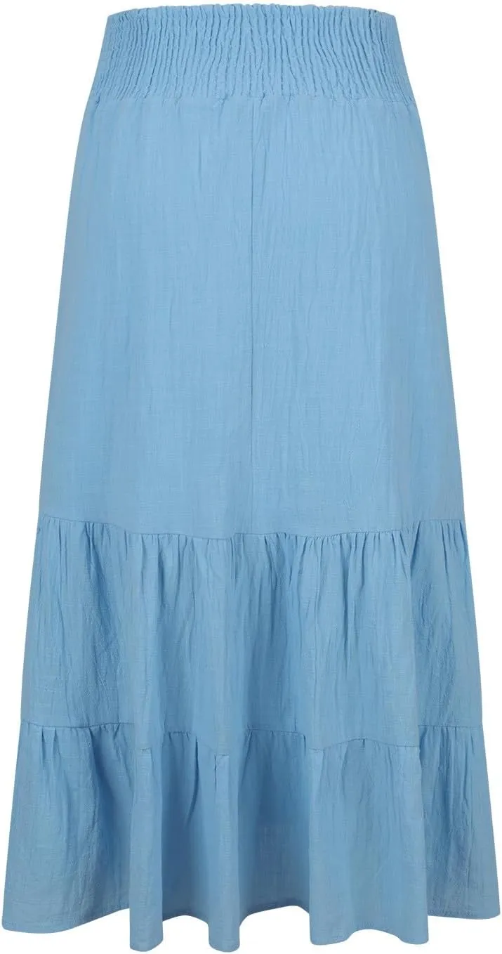 Women Summer Maxi Skirt High Waist Tiered Skirts Flowy A-Line Maxi Skirt Boho Beach Pleated Skirts Trendy Outfits