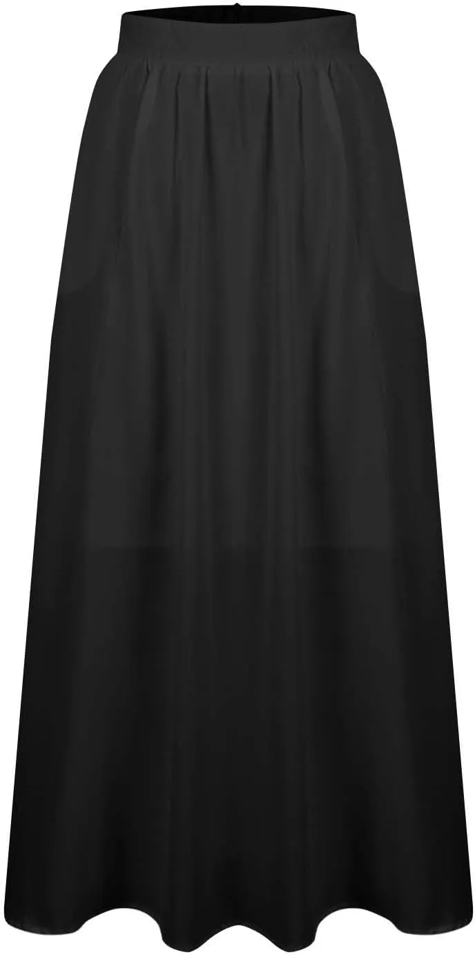Women Summer Maxi Skirt High Waist Tiered Skirts Flowy A-Line Maxi Skirt Boho Beach Pleated Skirts Trendy Outfits