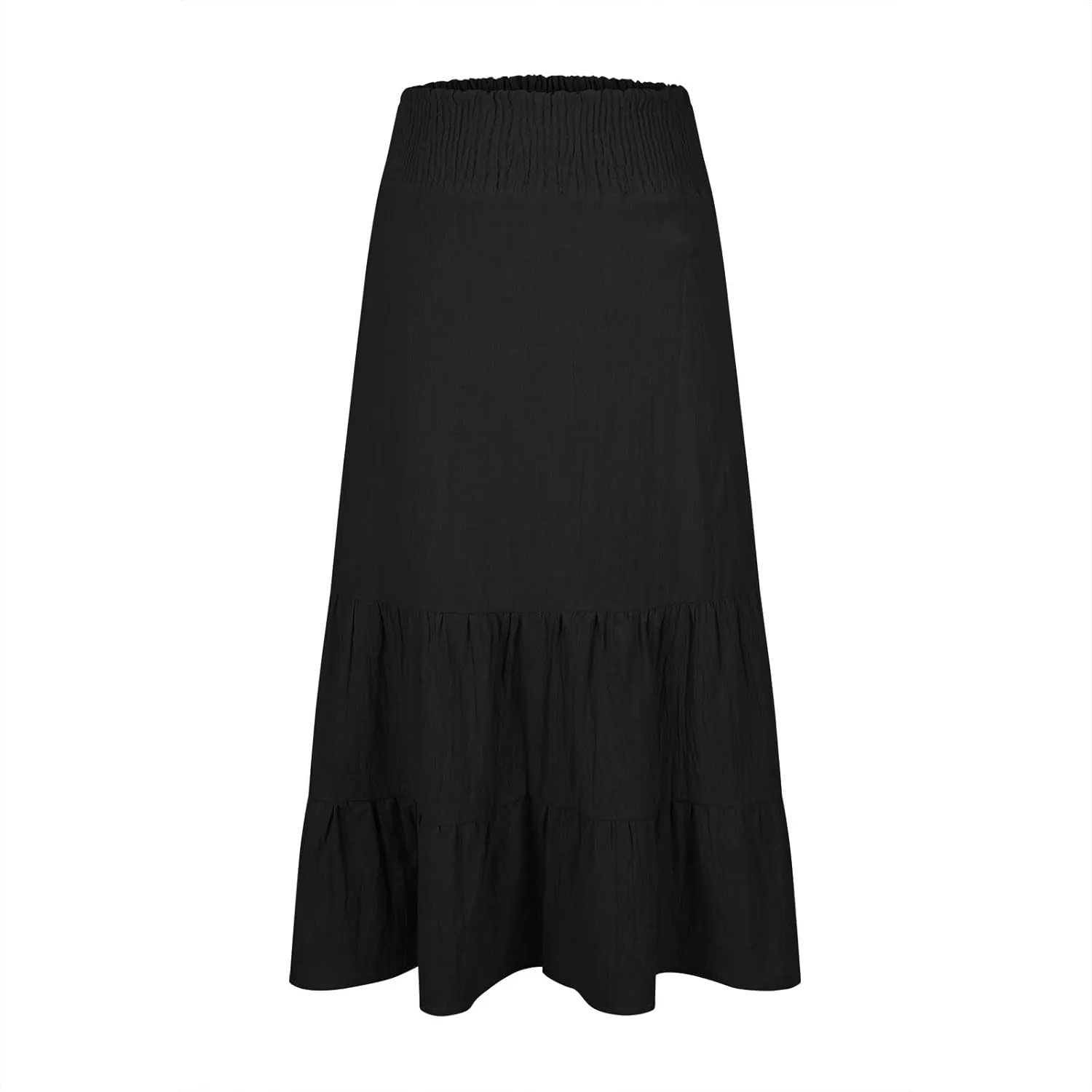 Women Summer Maxi Skirt High Waist Tiered Skirts Flowy A-Line Maxi Skirt Boho Beach Pleated Skirts Trendy Outfits