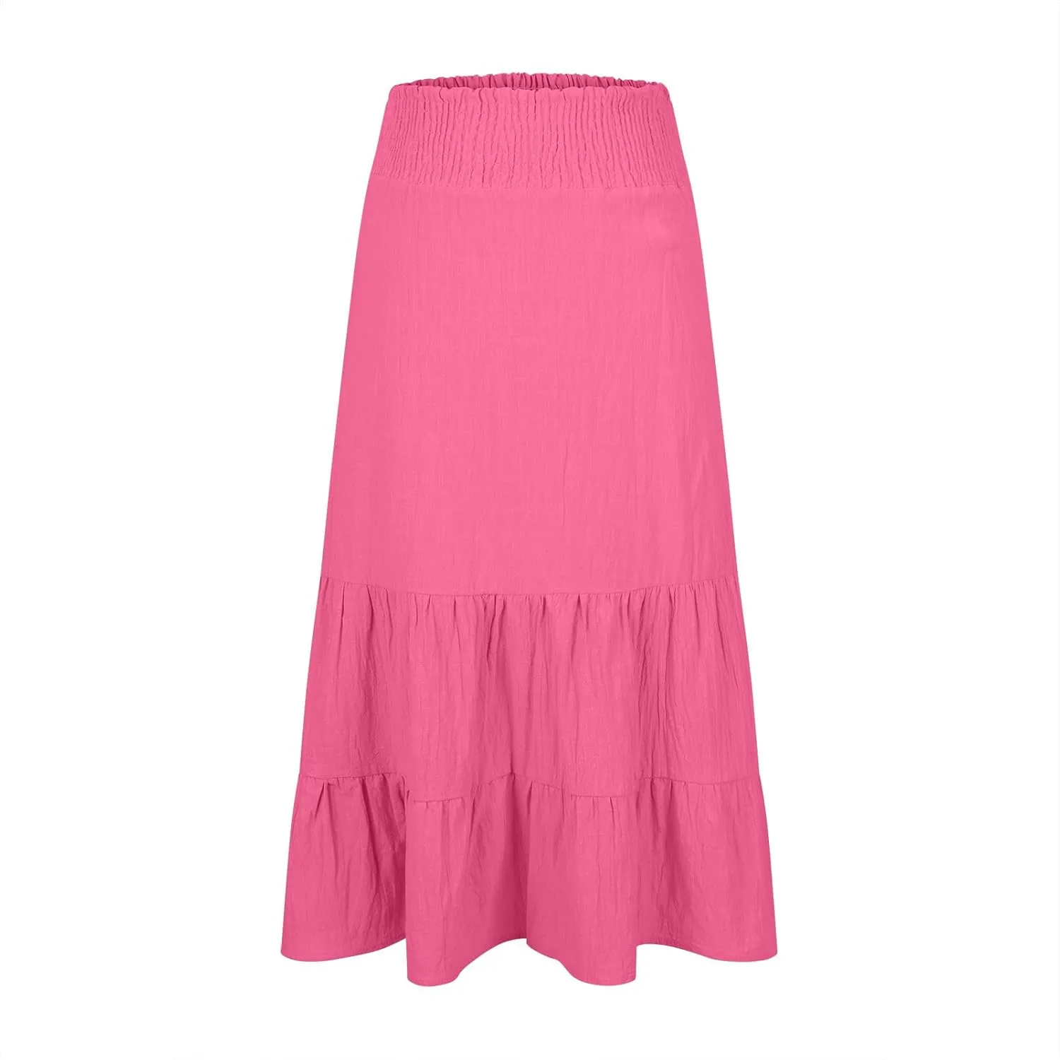Women Summer Maxi Skirt High Waist Tiered Skirts Flowy A-Line Maxi Skirt Boho Beach Pleated Skirts Trendy Outfits