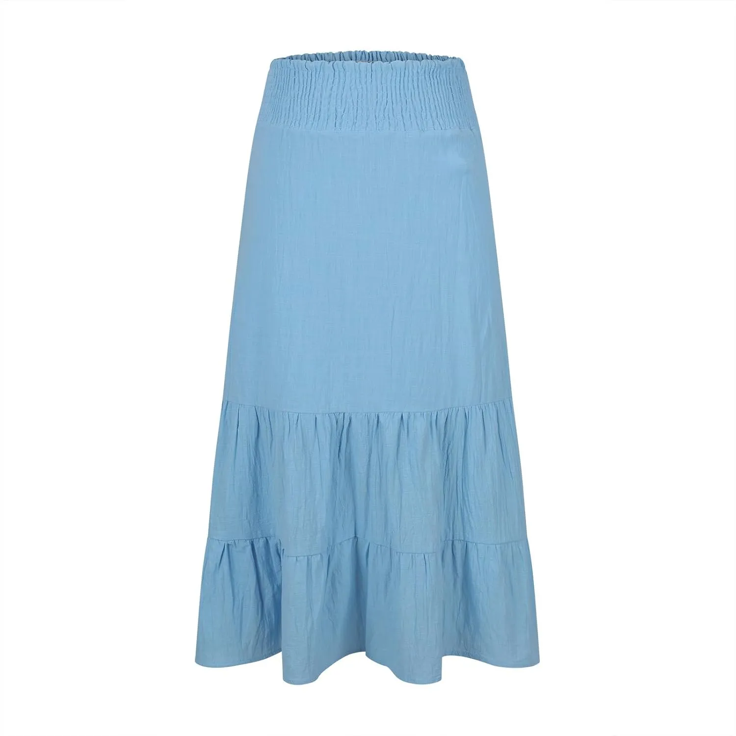 Women Summer Maxi Skirt High Waist Tiered Skirts Flowy A-Line Maxi Skirt Boho Beach Pleated Skirts Trendy Outfits