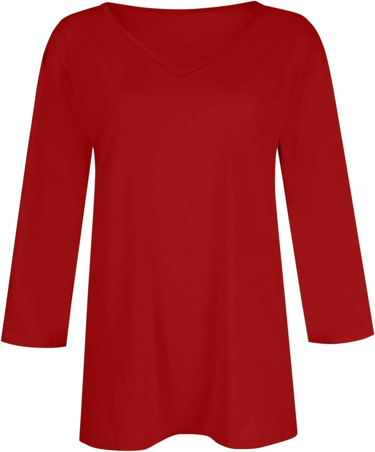 Womens 3/4 Sleeve Tops Casual V Neck T Shirts Loose Fit Three Quarter Length Cute Shirts Dressy Basic Work Blouse