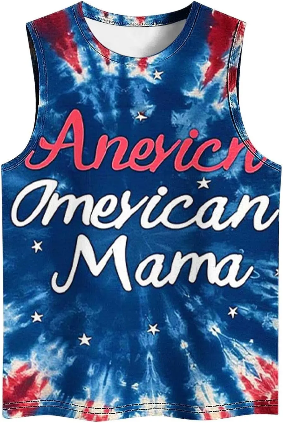 Womens American Flag Patriotic Tank Top Plus Size Stars Stripes Printed Summer Tees Sleeveless USA 4th of July Tops