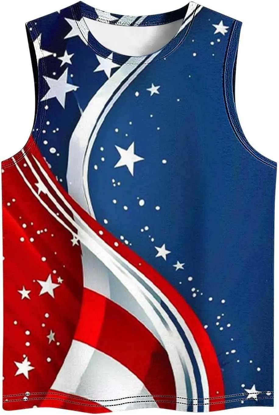 Womens American Flag Patriotic Tank Top Plus Size Stars Stripes Printed Summer Tees Sleeveless USA 4th of July Tops