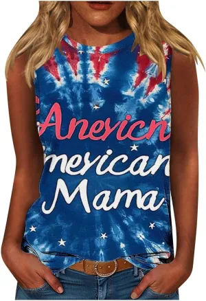 Womens American Flag Patriotic Tank Top Plus Size Stars Stripes Printed Summer Tees Sleeveless USA 4th of July Tops