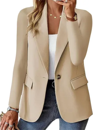 Women's Blazer Business Casual Lightweight Suit Notch Collar Work Office Suit Jackets Elegant Long Sleeve Dressy Jacket