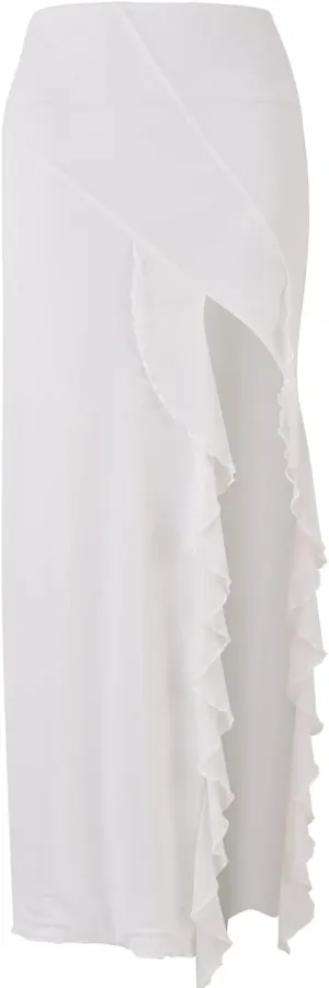 Women's Boho Maxi Skirt High Low Side Split Summer Beach Wrap Skirts Casual Ruffle Hem Swing Long Skirts