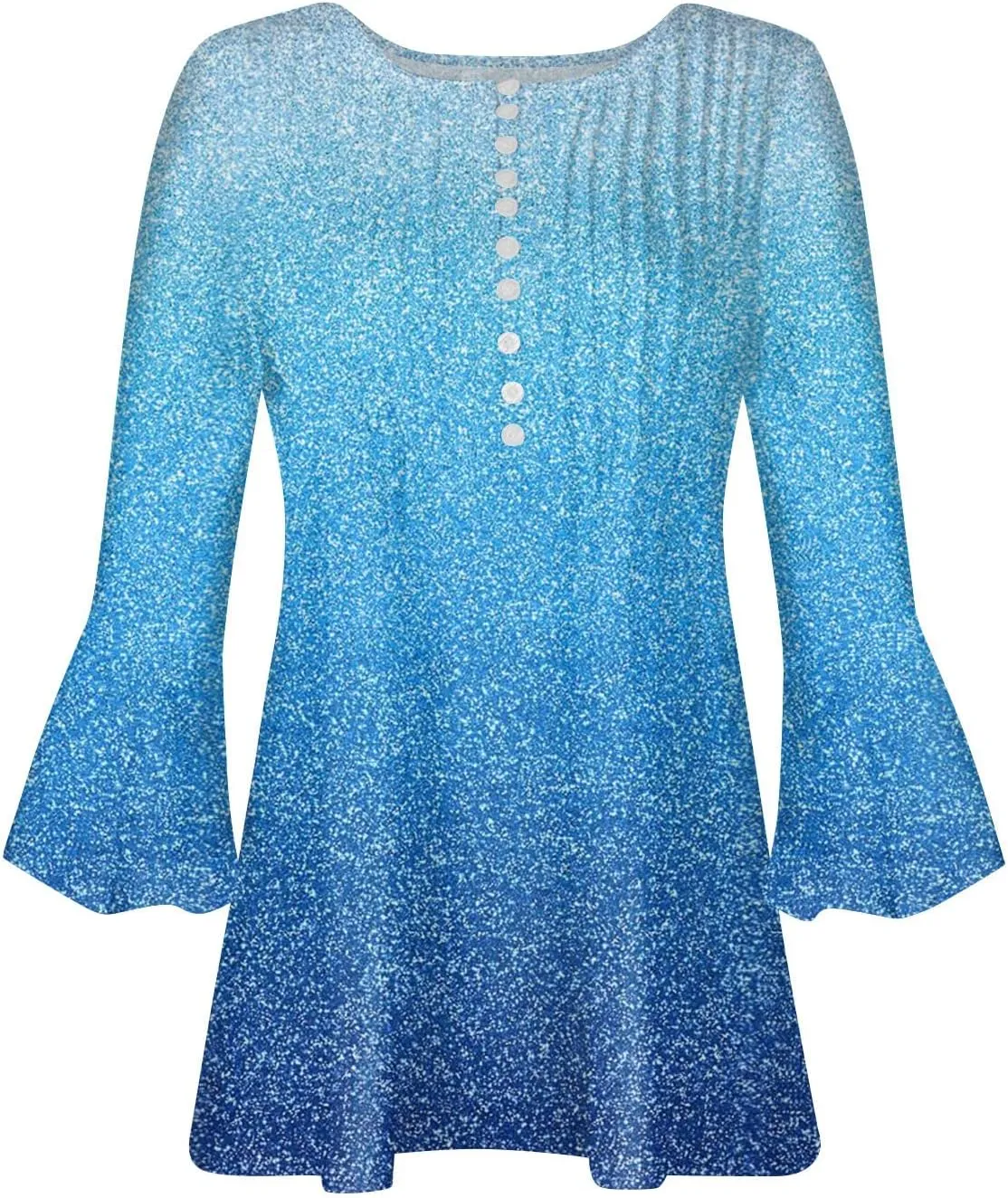Women's Button Up Shirt Floral Print Top Summer Casual 3/4 Sleeve V Neck Blouse Women's Athletic Shirts