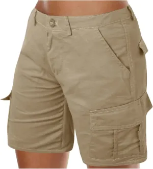 Womens Cargo Shorts Summer Casual Jeans Trendy High Waisted Pull On Drawstring Beach Relaxed Fit Shorts with Pocket
