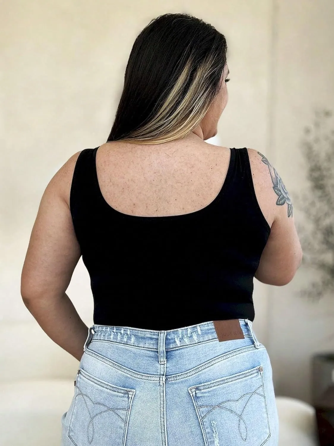 Women's Casual Bodysuit Basic Solid Tan Soft Stretch Fabric Sleeveless Slim Fit Square Neck Scoop Neck Thigh-Length