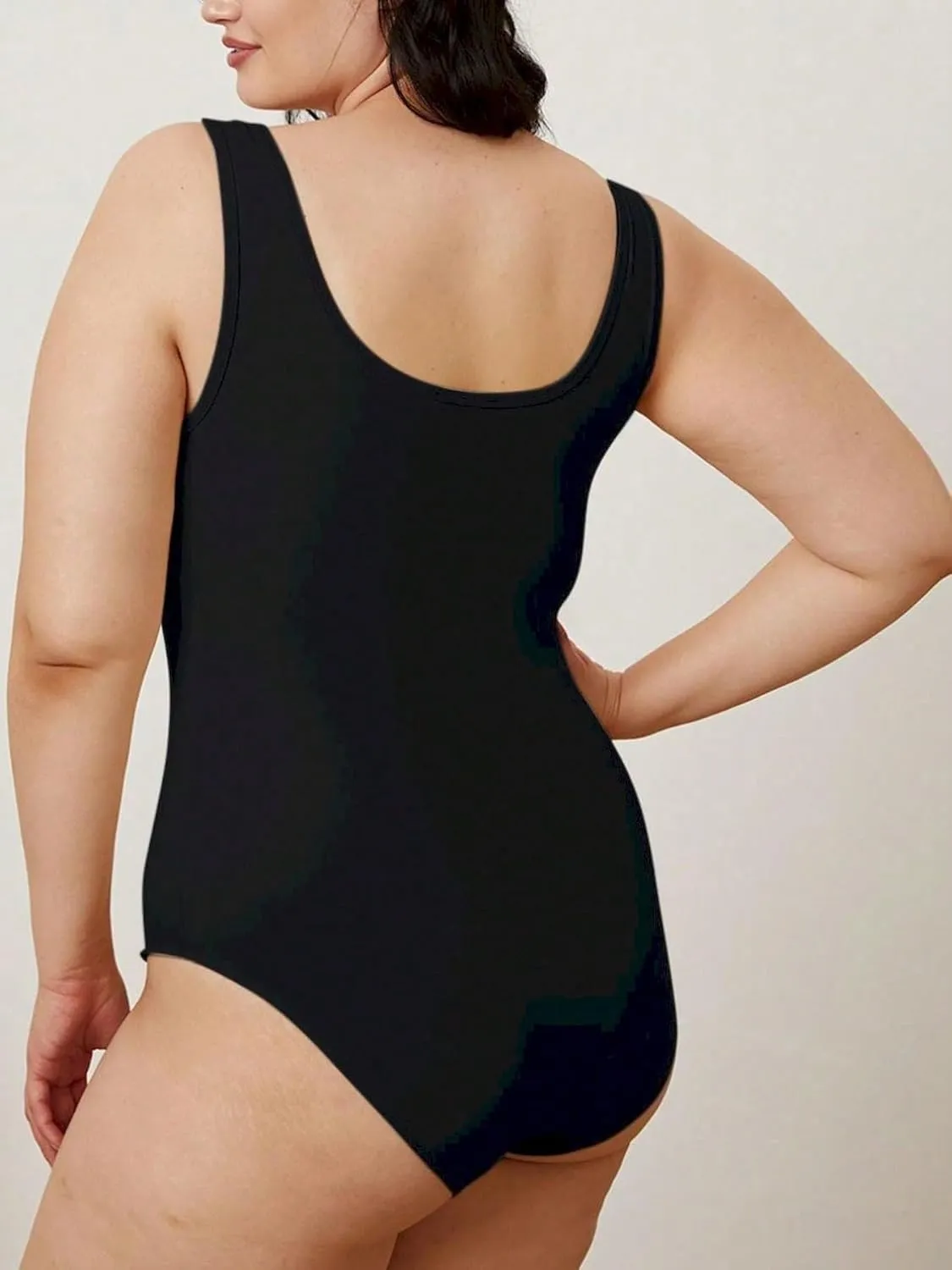 Women's Casual Bodysuit Basic Solid Tan Soft Stretch Fabric Sleeveless Slim Fit Square Neck Scoop Neck Thigh-Length