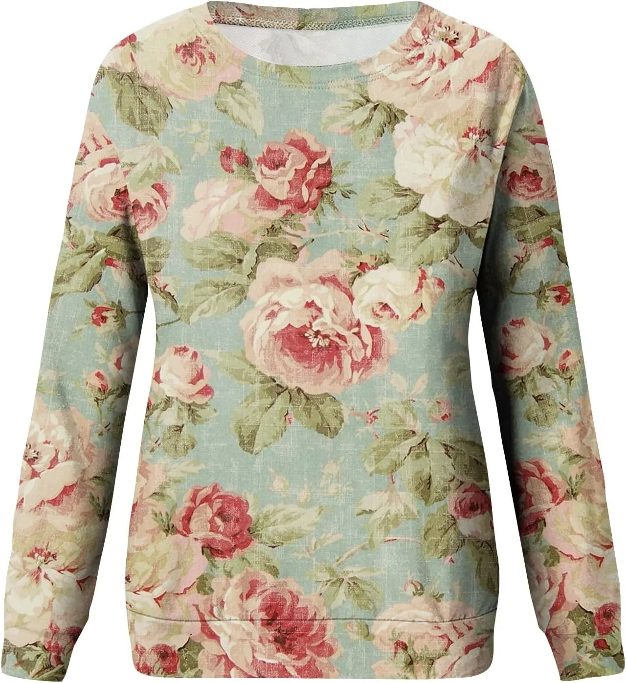 Women's Casual Crew Neck Sweatshirt Loose Soft Long Sleeve Pullover Tops
