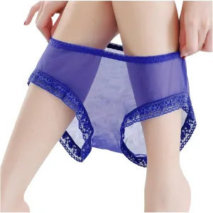 Women's Clear Thongs Underwear Low Rise Seamless Bikini Panties Sexy Butt Lifting Ice Silk Soft Briefs Lace Hipsters