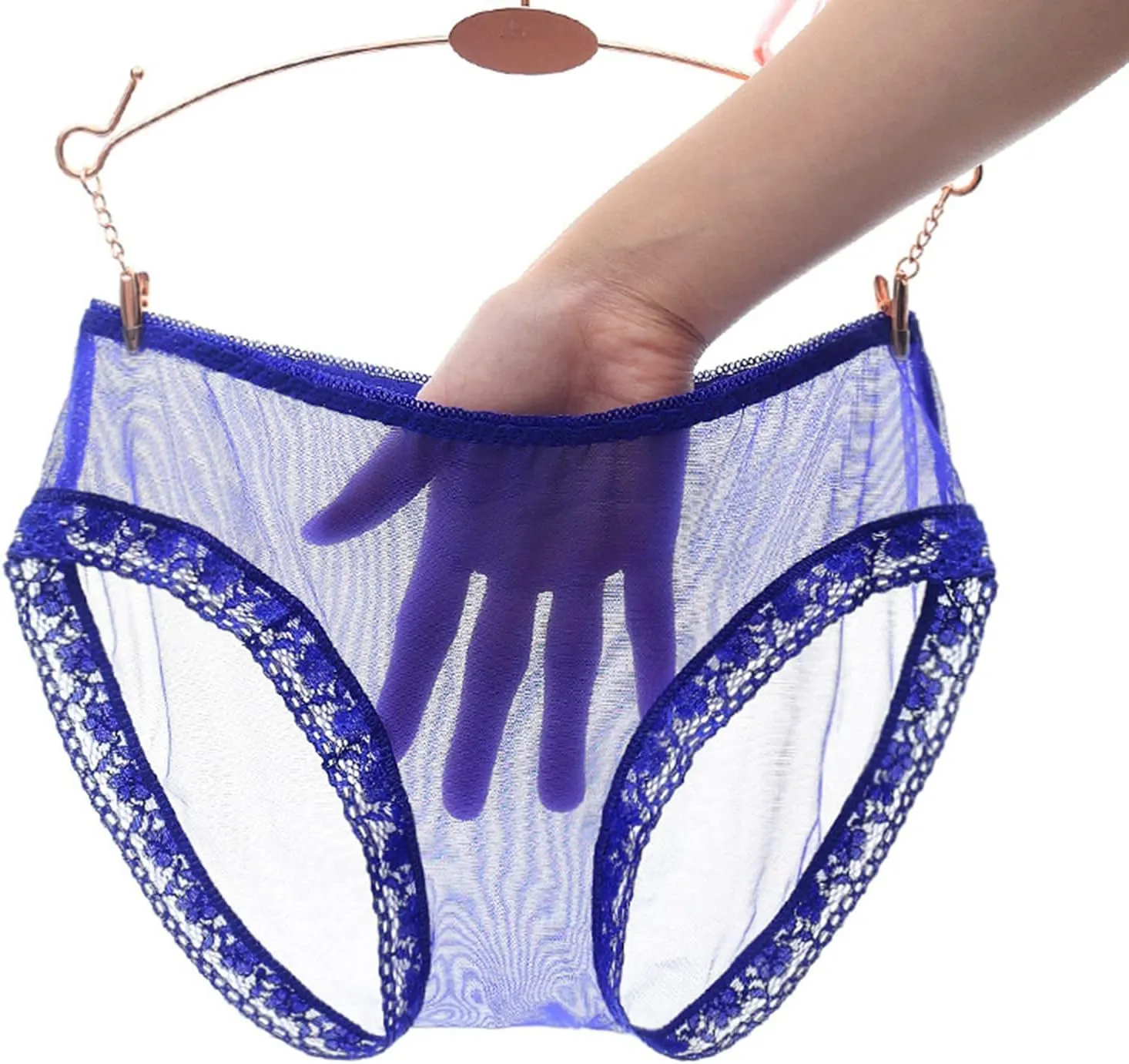 Women's Clear Thongs Underwear Low Rise Seamless Bikini Panties Sexy Butt Lifting Ice Silk Soft Briefs Lace Hipsters