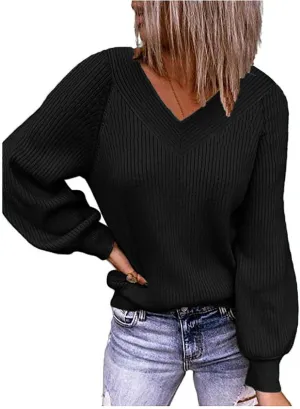 Women's Crewneck Cute Sweaters Striped Colorblock Fall Winter Knitted Pullover Tops Fall Casual Chunky Knit Tops