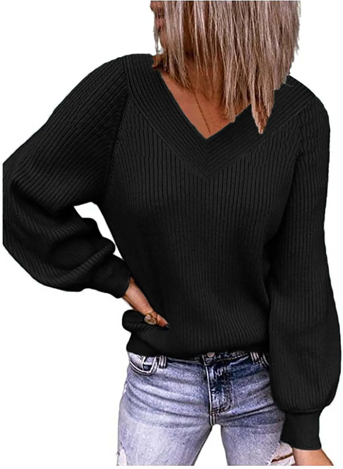 Women's Crewneck Cute Sweaters Striped Colorblock Fall Winter Knitted Pullover Tops Fall Casual Chunky Knit Tops