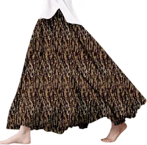Women's Elastic High Waist Retro Pleated A-Line Flared Maxi Skirt Casual Beach Vacation Floral Boho Flowy Dress