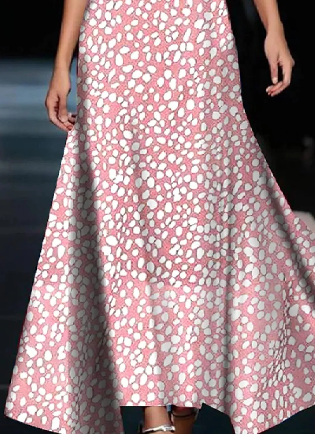 Women's Groovy Super Stretchy Maxi Party Dress Summer Beach Wrap Short Sleeve V-Neck Floral Print Dresses with Pockets