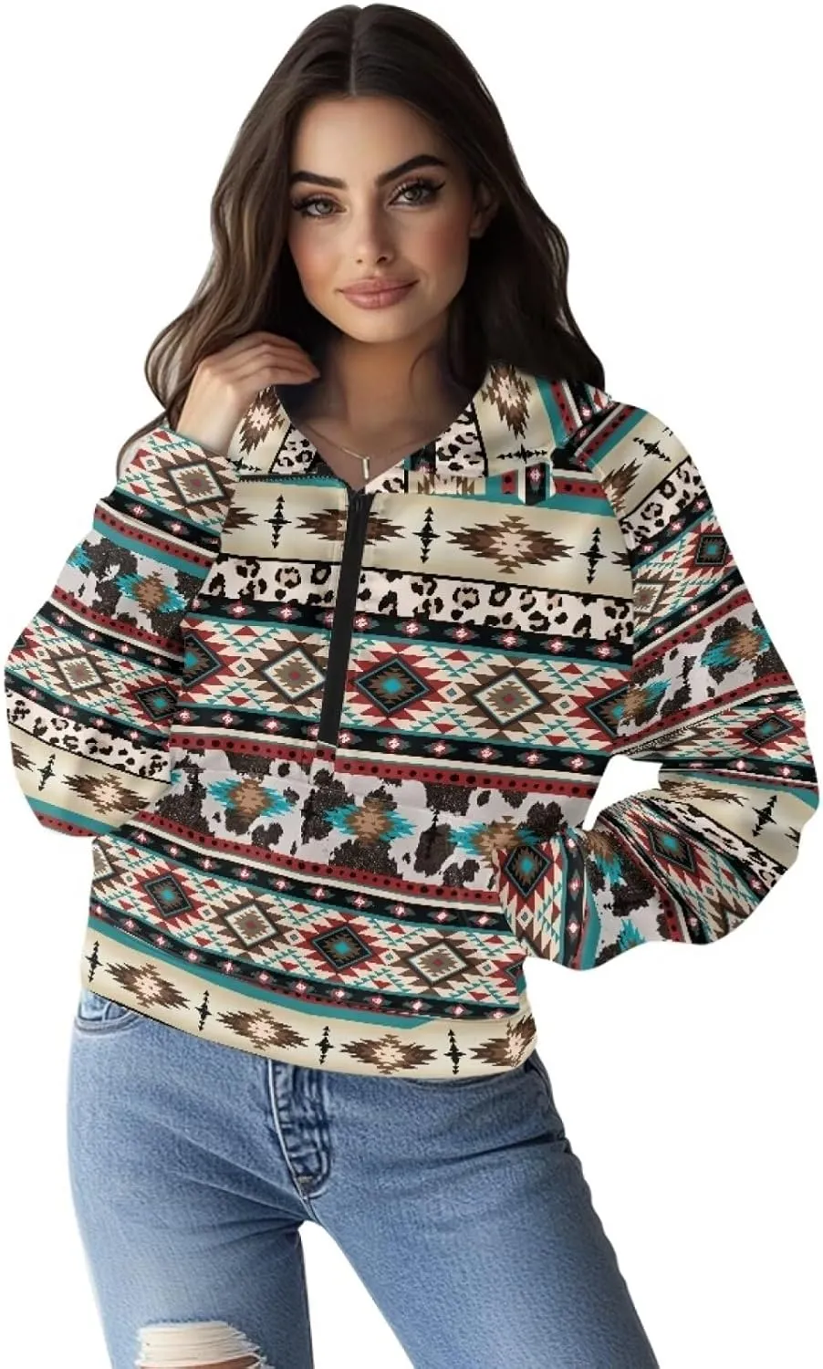 Women's Half Zip Hoodie Causal Raglan Sleeve Pullover Hooded Sweatshirt Cozy Soft Athletic Hoodie