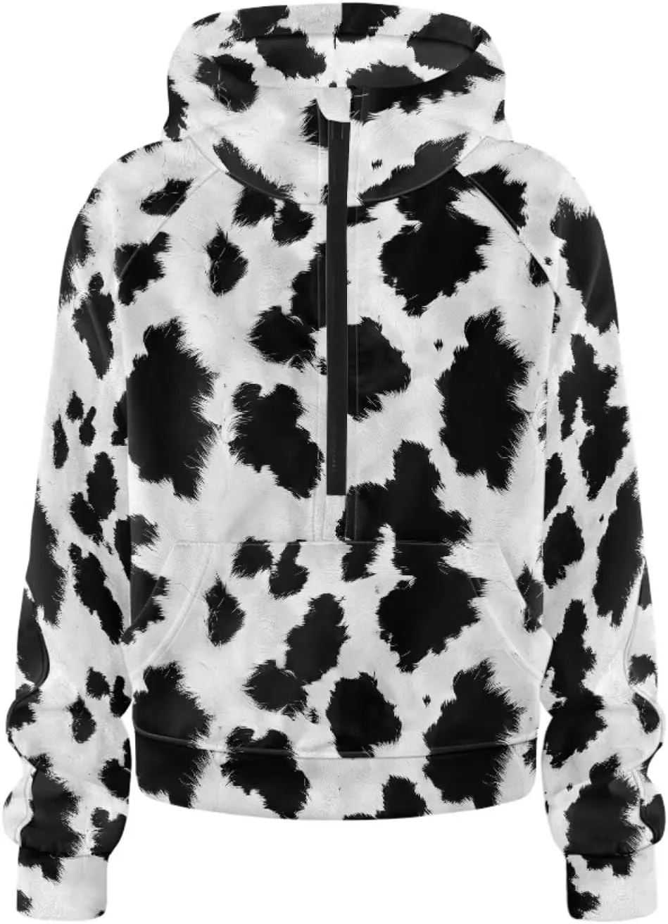 Women's Half Zip Hoodie Causal Raglan Sleeve Pullover Hooded Sweatshirt Cozy Soft Athletic Hoodie