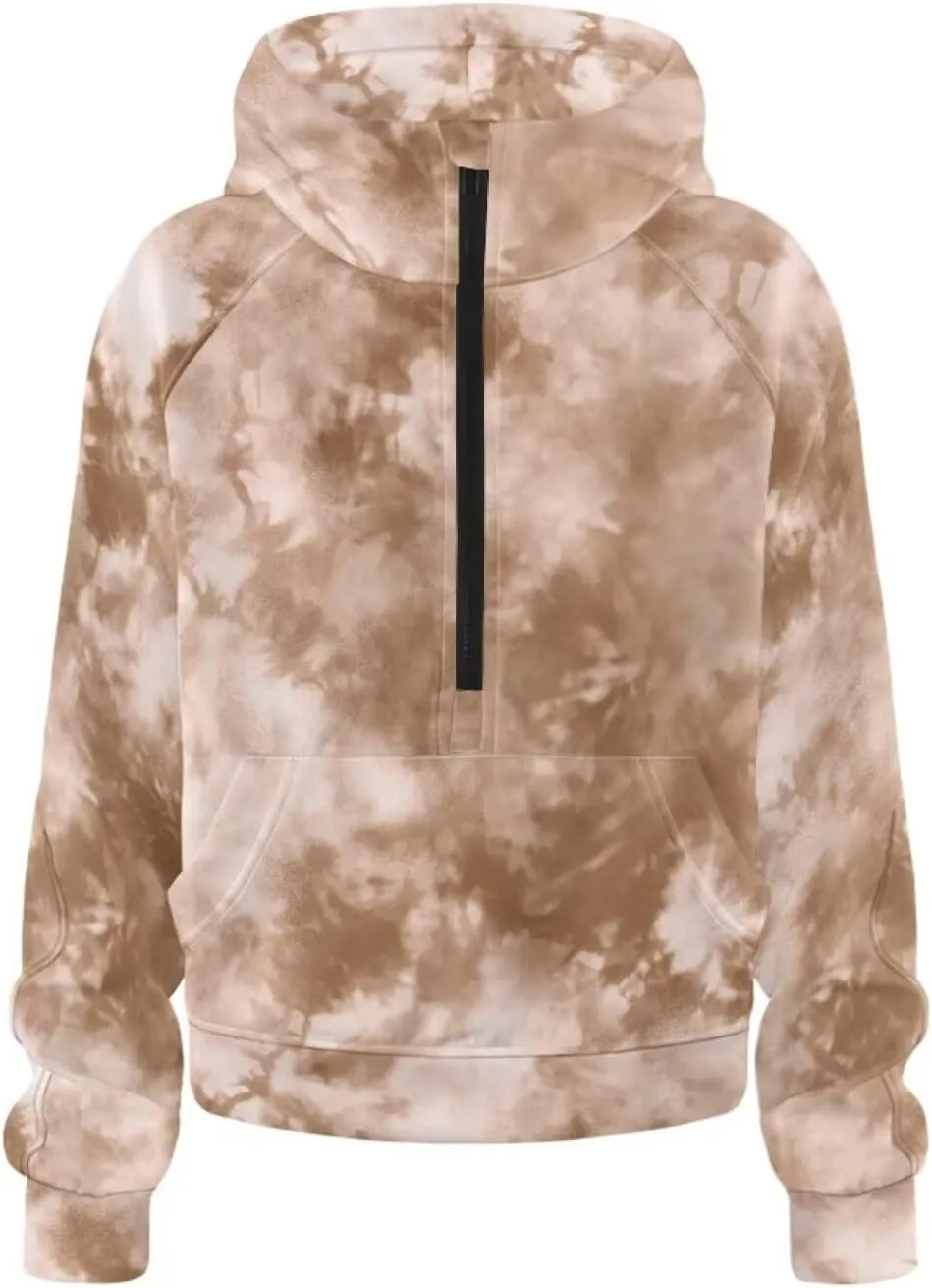 Women's Half Zip Hoodie Causal Raglan Sleeve Pullover Hooded Sweatshirt Cozy Soft Athletic Hoodie