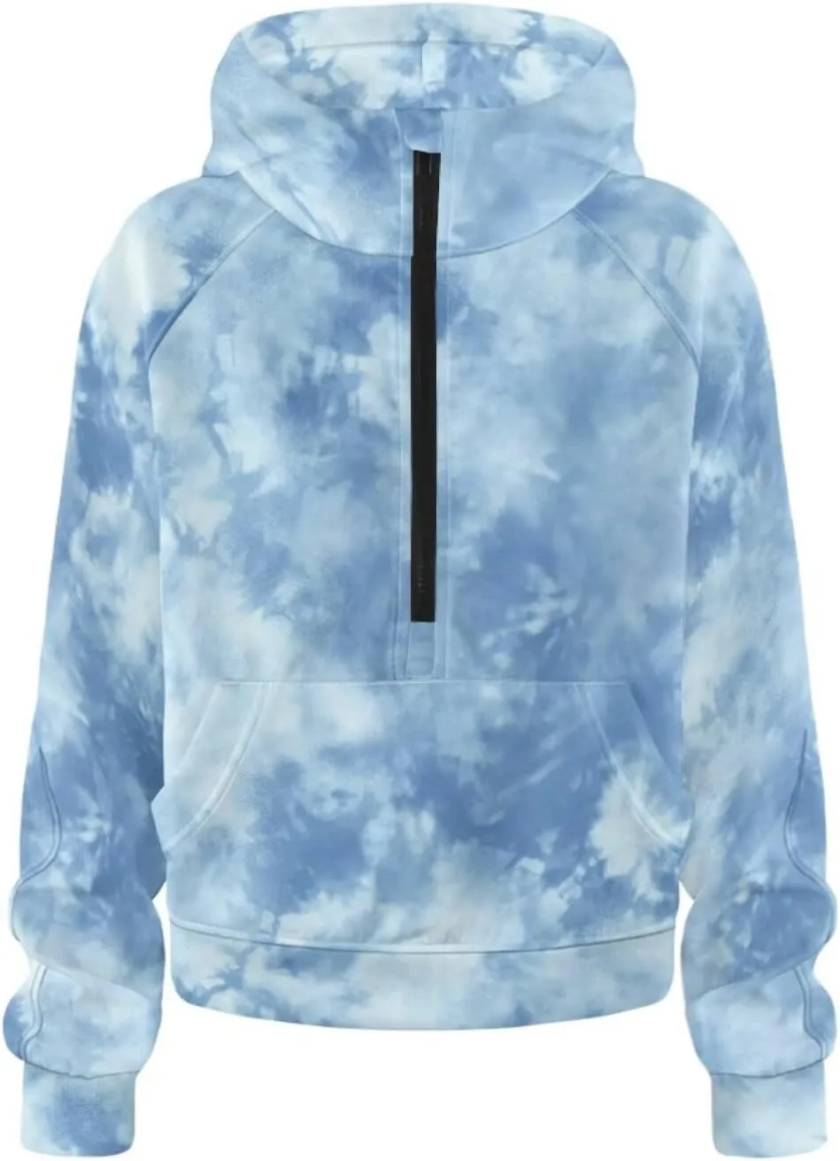 Women's Half Zip Hoodie Causal Raglan Sleeve Pullover Hooded Sweatshirt Cozy Soft Athletic Hoodie