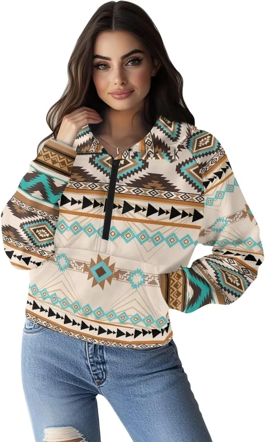 Women's Half Zip Hoodie Causal Raglan Sleeve Pullover Hooded Sweatshirt Cozy Soft Athletic Hoodie