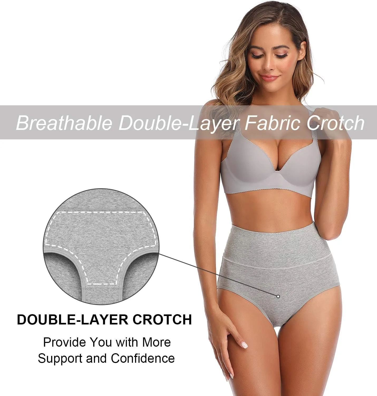 Women's High Waist Cotton Underwear Stretch Briefs Soft Comfy Ladies Panties MultiPack