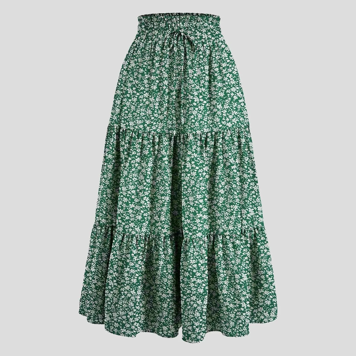 Women's Layered Tiered Maxi Skirt Elegant High Waist Flowy Boho Ruffle Beach Skirts Trendy A Line Summer 2025