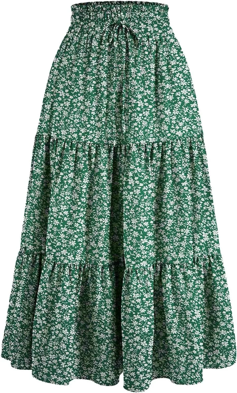 Women's Layered Tiered Maxi Skirt Elegant High Waist Flowy Boho Ruffle Beach Skirts Trendy A Line Summer 2025