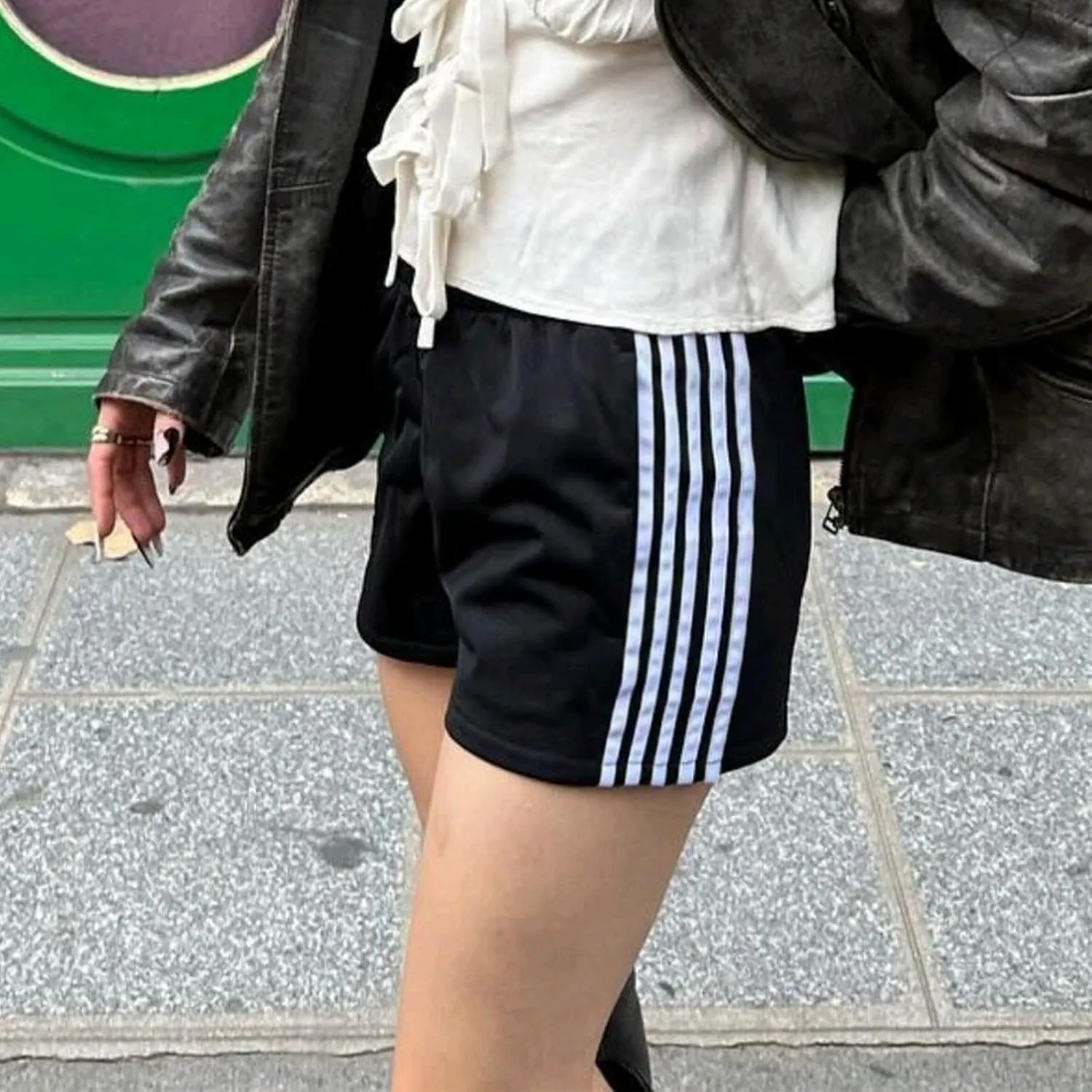 Womens Low Waisted Running Shorts Side Striped Quick Dry Athletic Workout Shorts Elastic Waist Lounge Workout Shorts