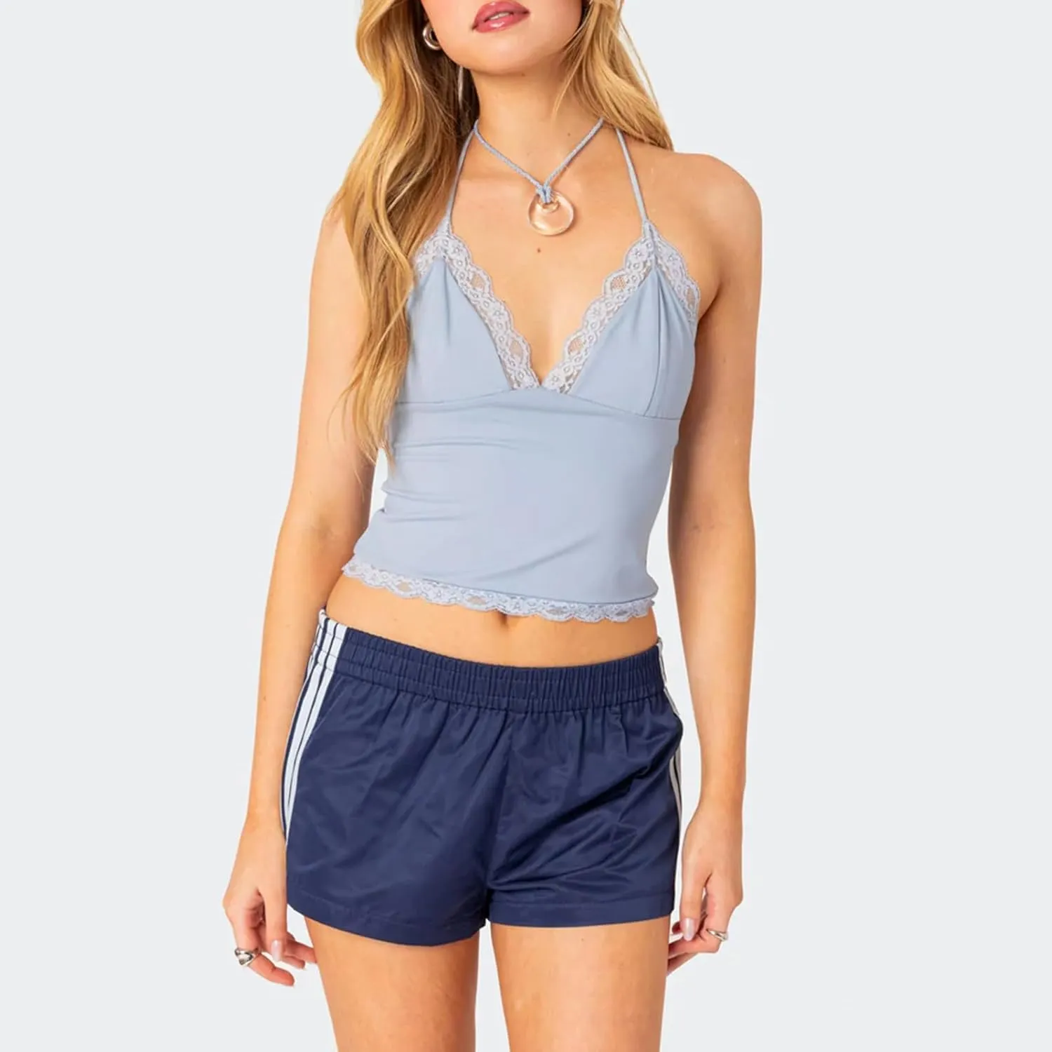 Womens Low Waisted Running Shorts Side Striped Quick Dry Athletic Workout Shorts Elastic Waist Lounge Workout Shorts