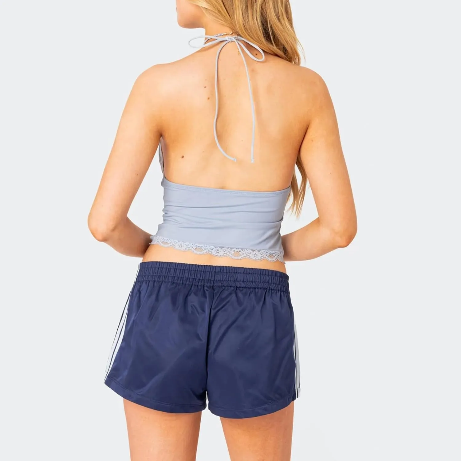 Womens Low Waisted Running Shorts Side Striped Quick Dry Athletic Workout Shorts Elastic Waist Lounge Workout Shorts