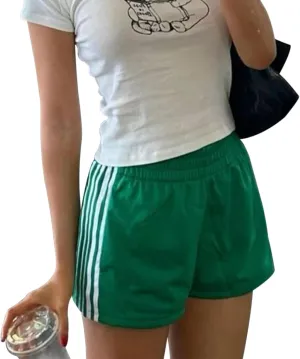 Womens Low Waisted Running Shorts Side Striped Quick Dry Athletic Workout Shorts Elastic Waist Lounge Workout Shorts