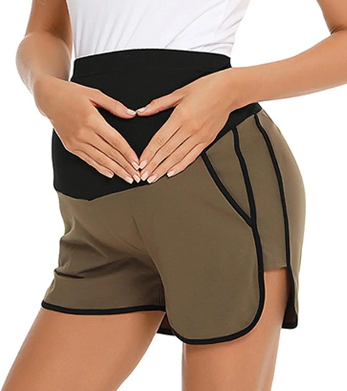 Women's Maternity Shorts Over Belly Pregnancy Lounge Workout Running Pajama Lightweight Sleep Shorts with Pockets