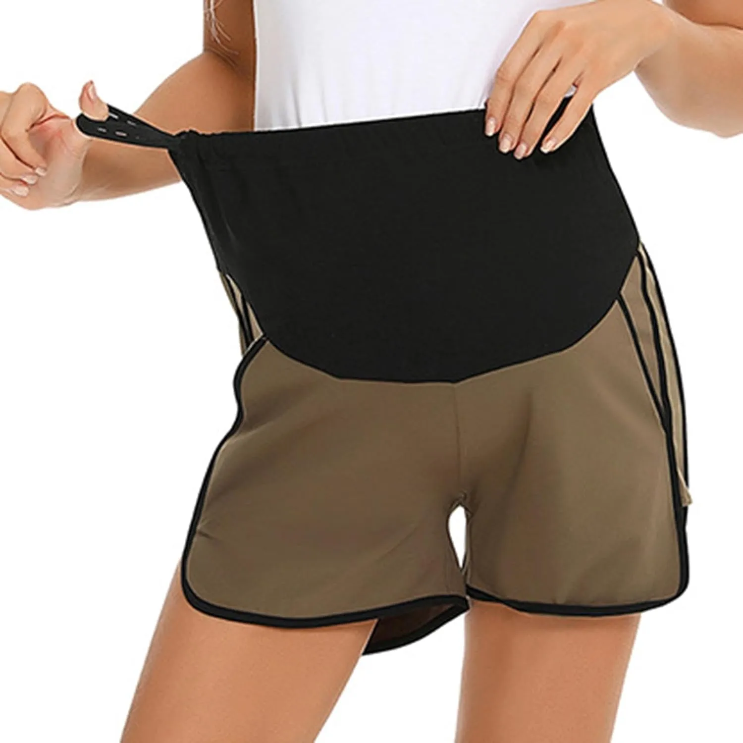Women's Maternity Shorts Over Belly Pregnancy Lounge Workout Running Pajama Lightweight Sleep Shorts with Pockets