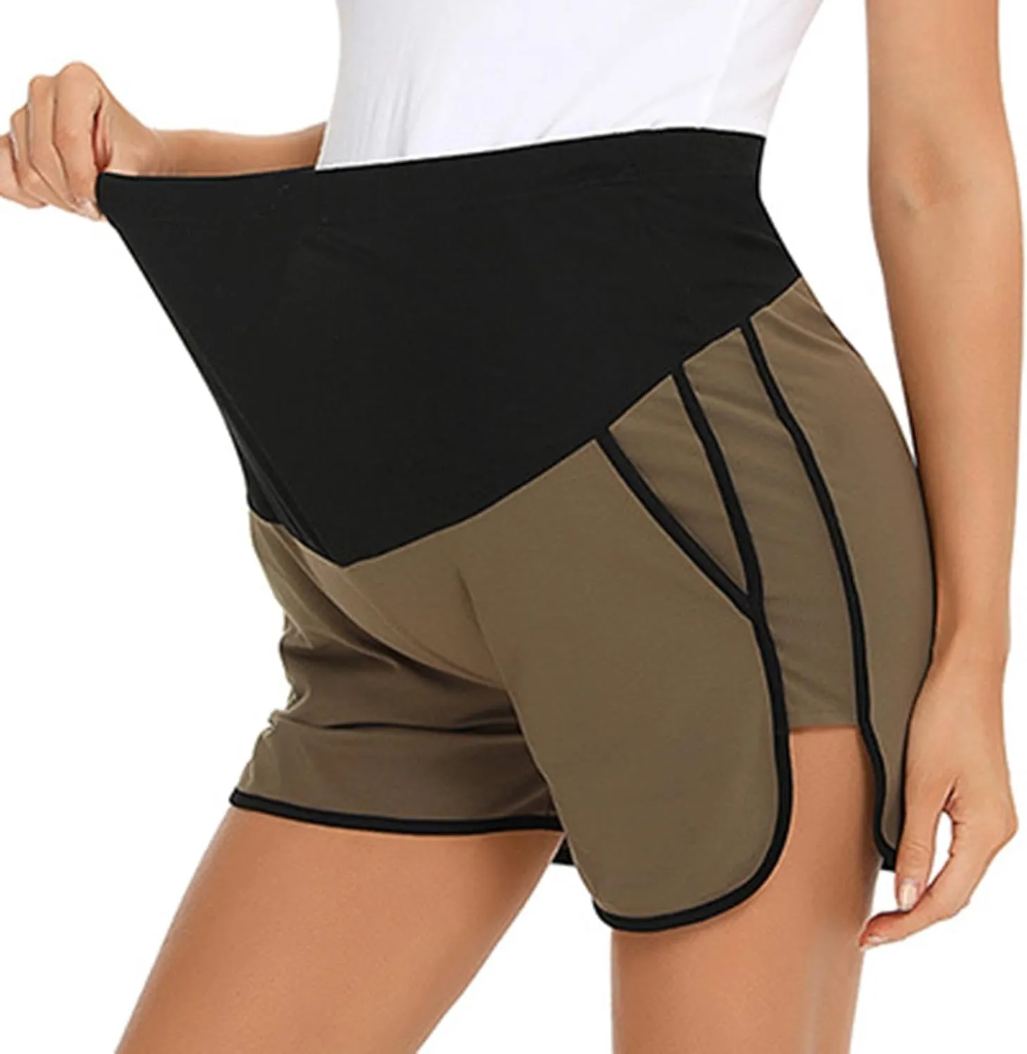 Women's Maternity Shorts Over Belly Pregnancy Lounge Workout Running Pajama Lightweight Sleep Shorts with Pockets